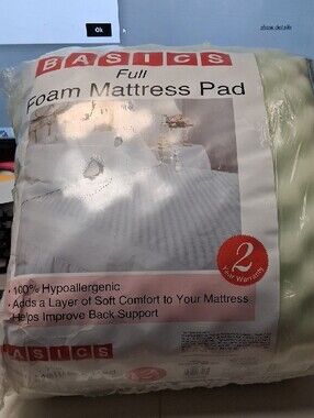 Basics full size foam mattress pad 52" x 72"